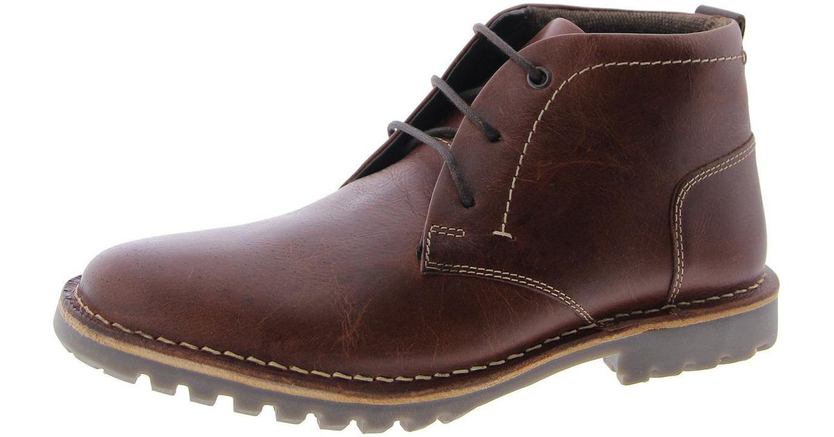 Steve Madden Harcomb Leather Pebbled Combat & Lace-Up Boots in Brown ...