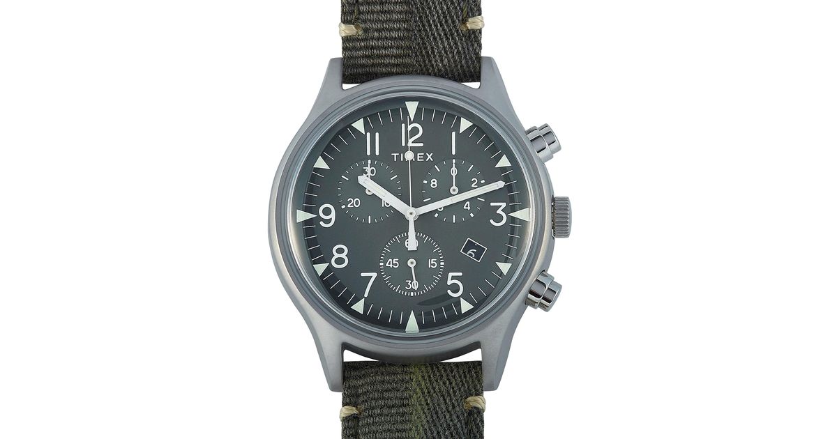 Timex Mk1 Steel Chronograph 42 Mm Olive Green Fabric Strap Watch Tw2r68600  for Men | Lyst