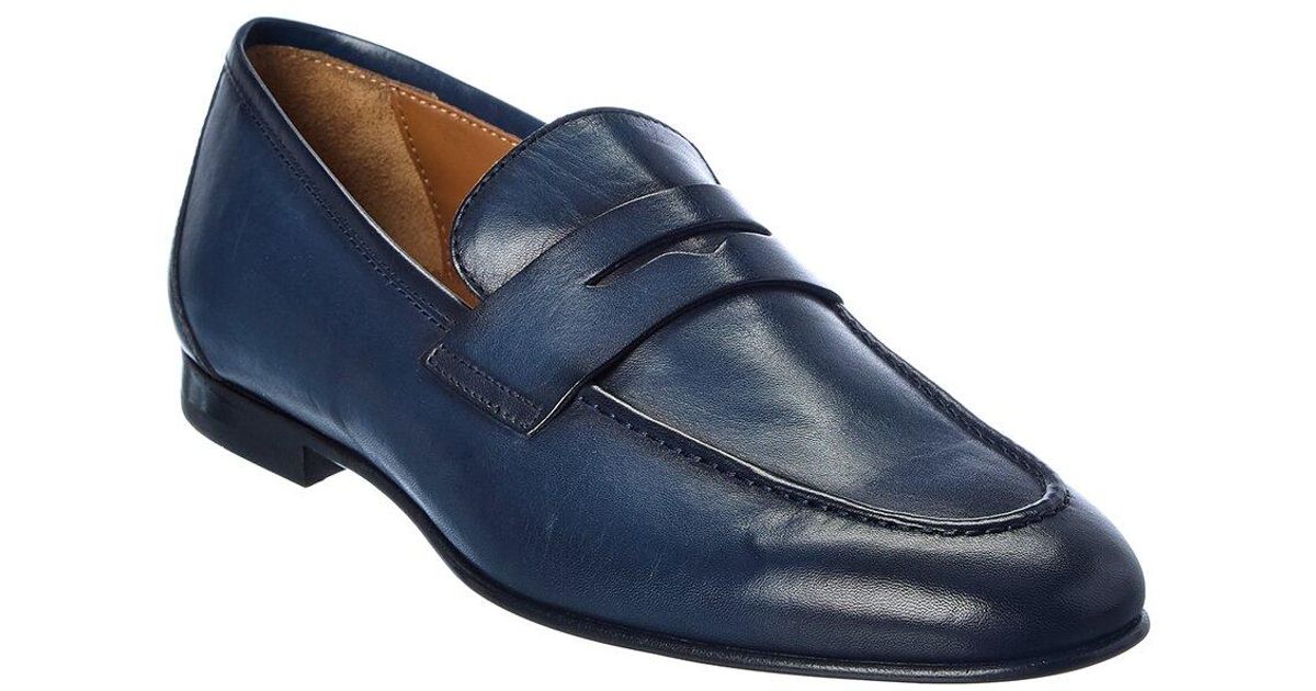 Antonio Maurizi Leather Penny Loafer in Blue for Men | Lyst