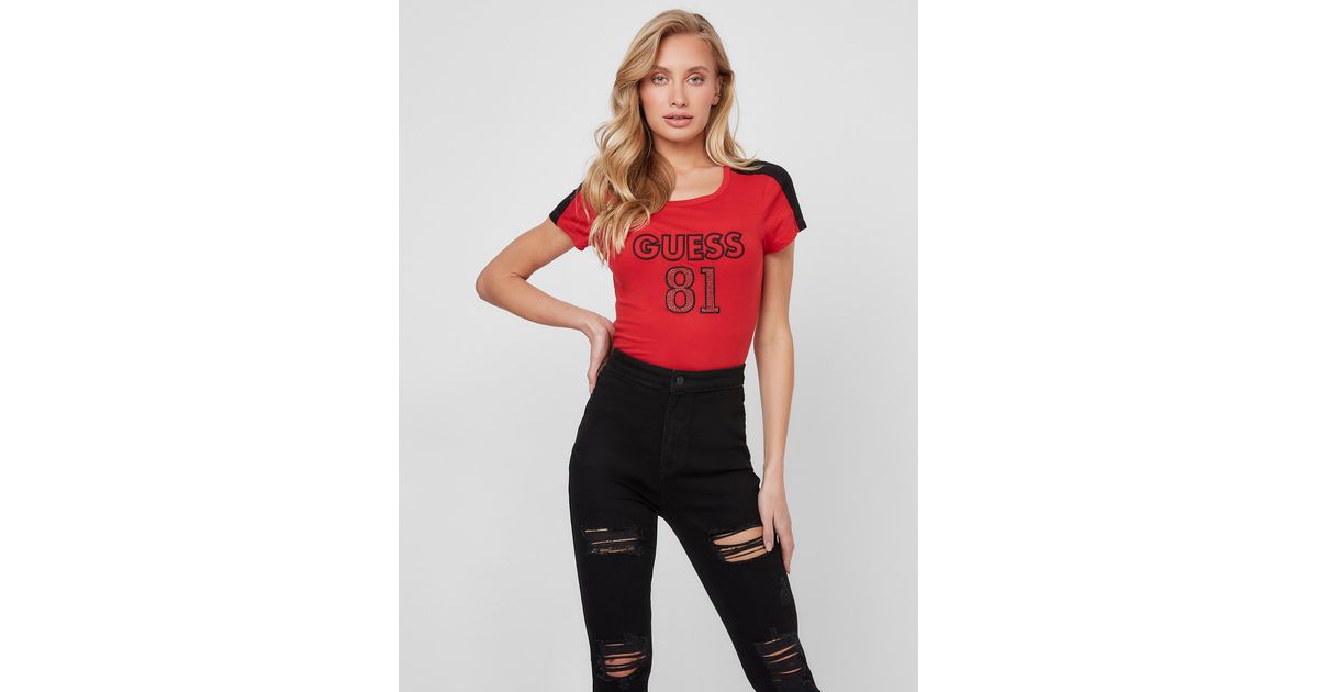 Guess red hotsell t shirt women's