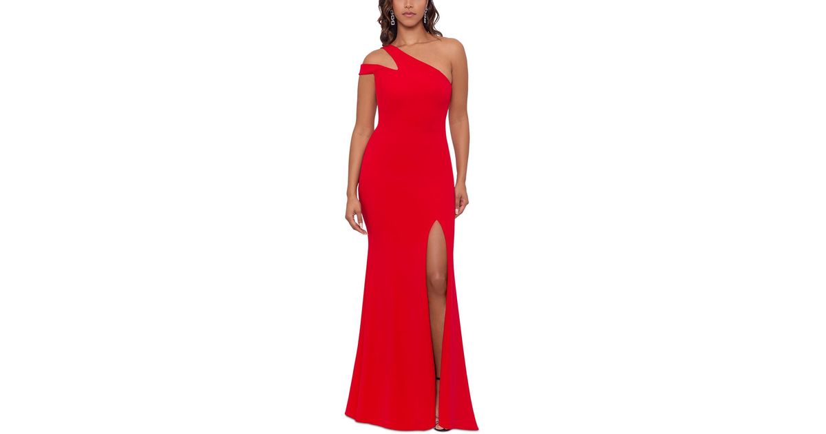 Xscape Scuba Splitleg Evening Dress in Red Lyst