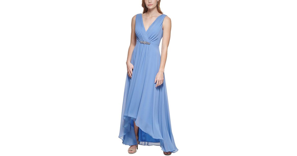 Eliza J Beaded Maxi Evening Dress in Blue | Lyst