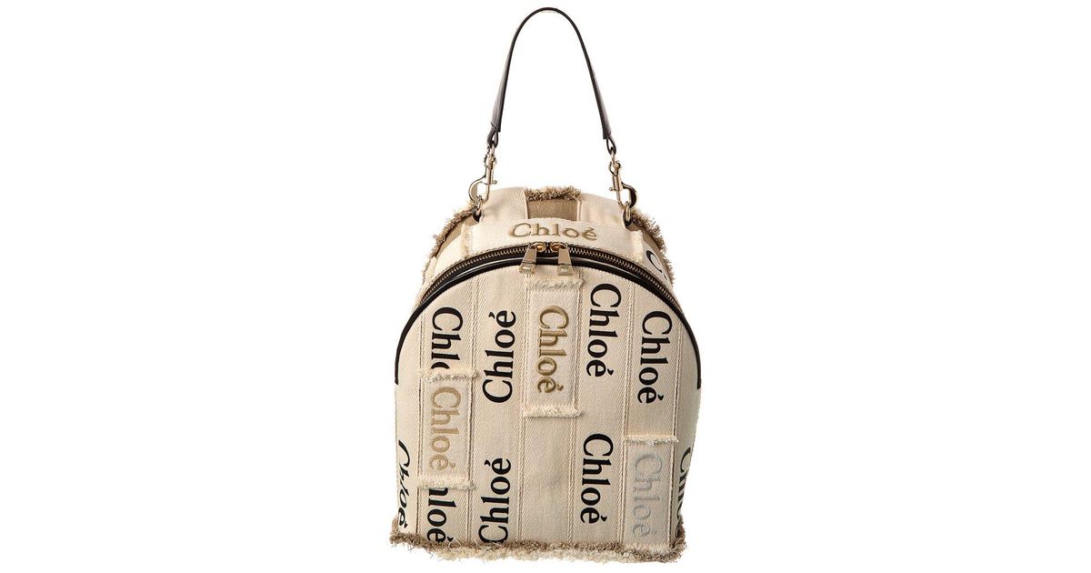 Chloé Woody Canvas Backpack in Natural | Lyst