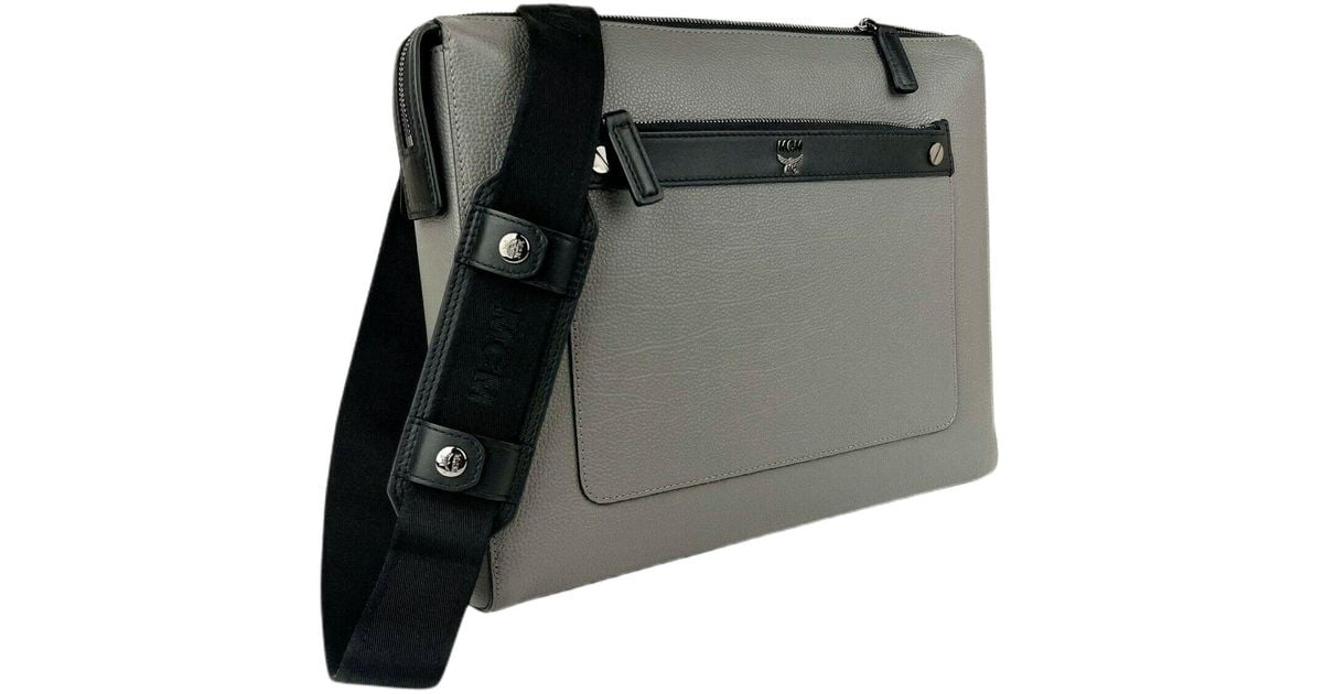 MCM Charcoal Leather Large Messenger Bag Mmm7smk05ec001 in Gray Lyst