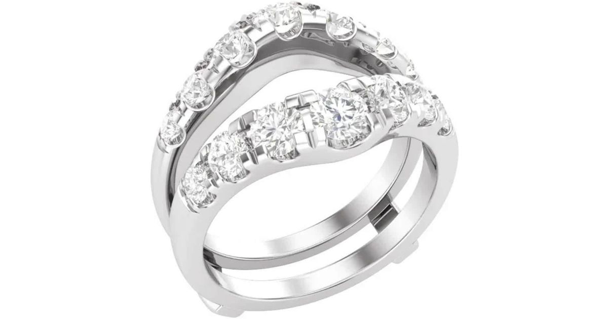 Discus Inset Ring Pompeii3 2Ct Tw Diamond Wedding Guard Band Insert Engagement Ring 14K ...