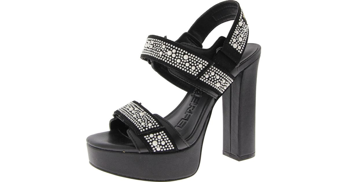 Karl Lagerfeld Alessia Pearl Adjustable Faux Leather Block Heels in ...