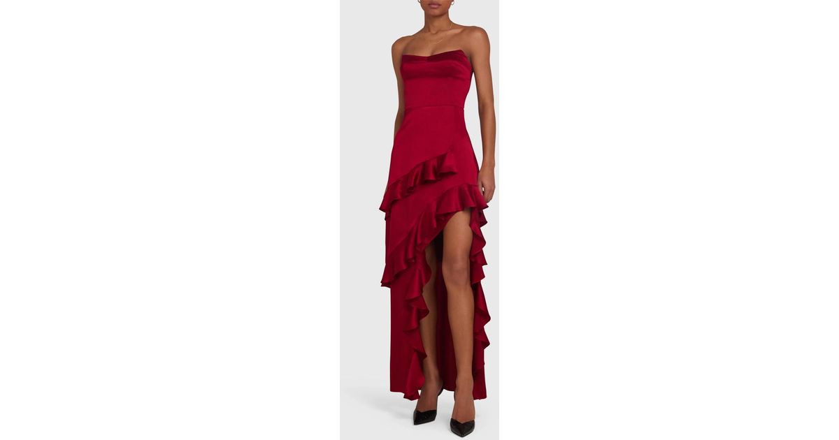 Amanda Uprichard Magnolia Silk Maxi Dress in Red | Lyst