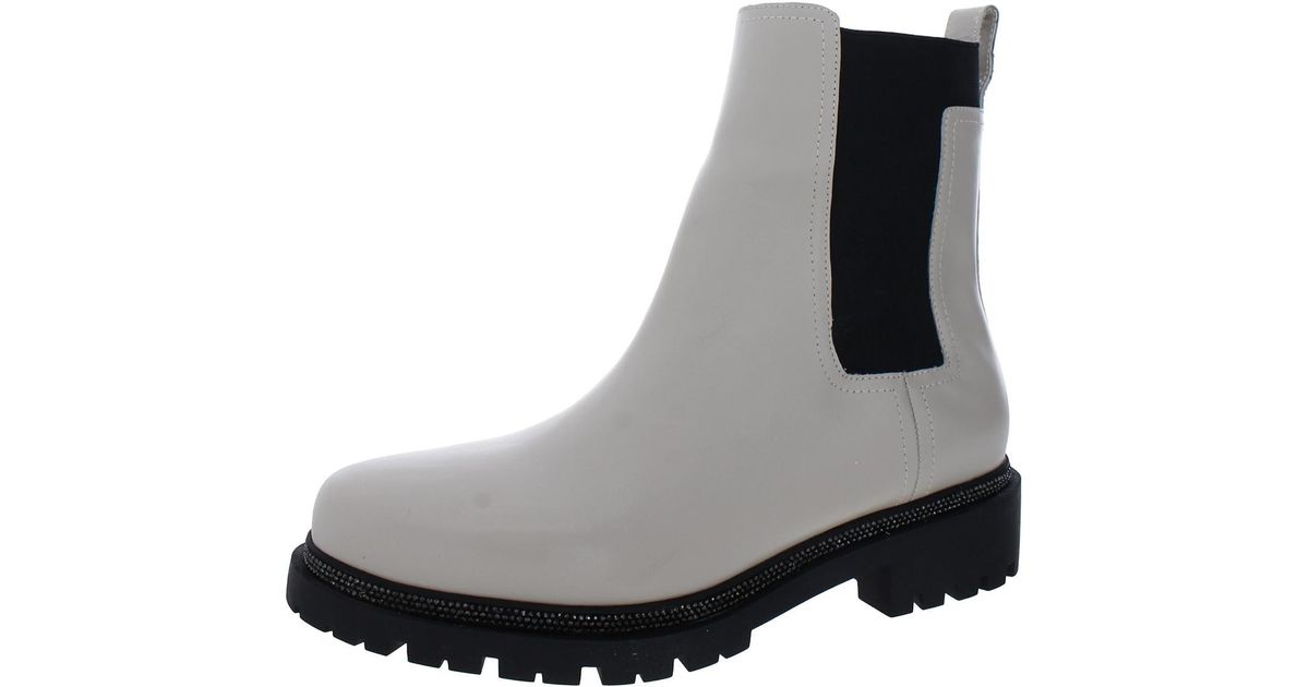 DKNY Rick Leather Pull On Chelsea Boots in Gray | Lyst