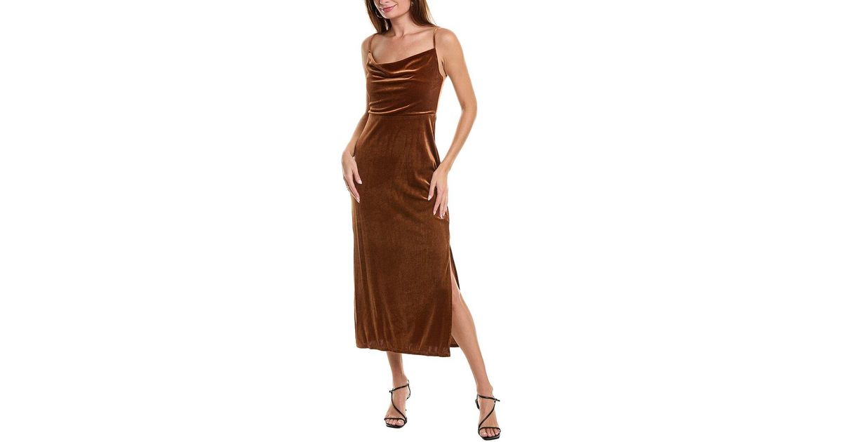 Taylor Stretch Velvet Maxi Dress in Brown | Lyst