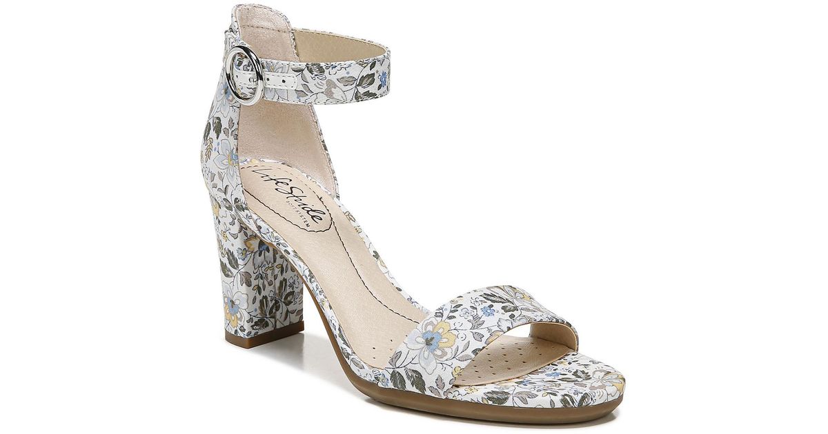 LifeStride Averly Faux Leather Open Toe Heels in Metallic Lyst