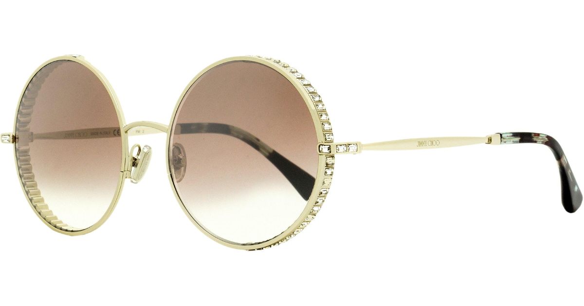 Jimmy Choo Round Sunglasses Goldy/s 3ygnq Light Gold/gray Havana 56mm