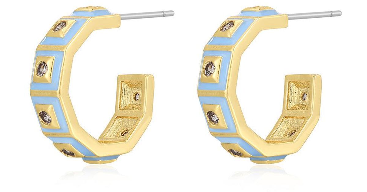 Luv Aj Mini Pyramid Stud Hoops Baby Blue Gold in Metallic Lyst