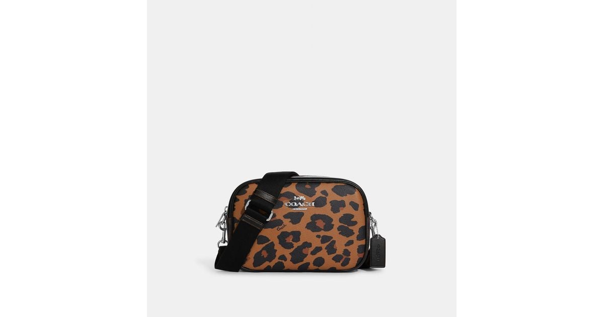 COACH Jamie Camera Bag In Signature Canvas With Leopard Print in Brown