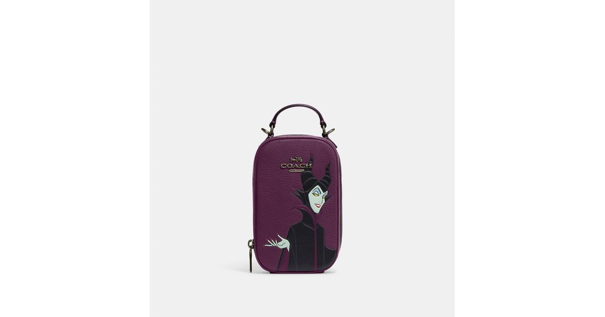 disney x coach eva phone crossbody with maleficent motif