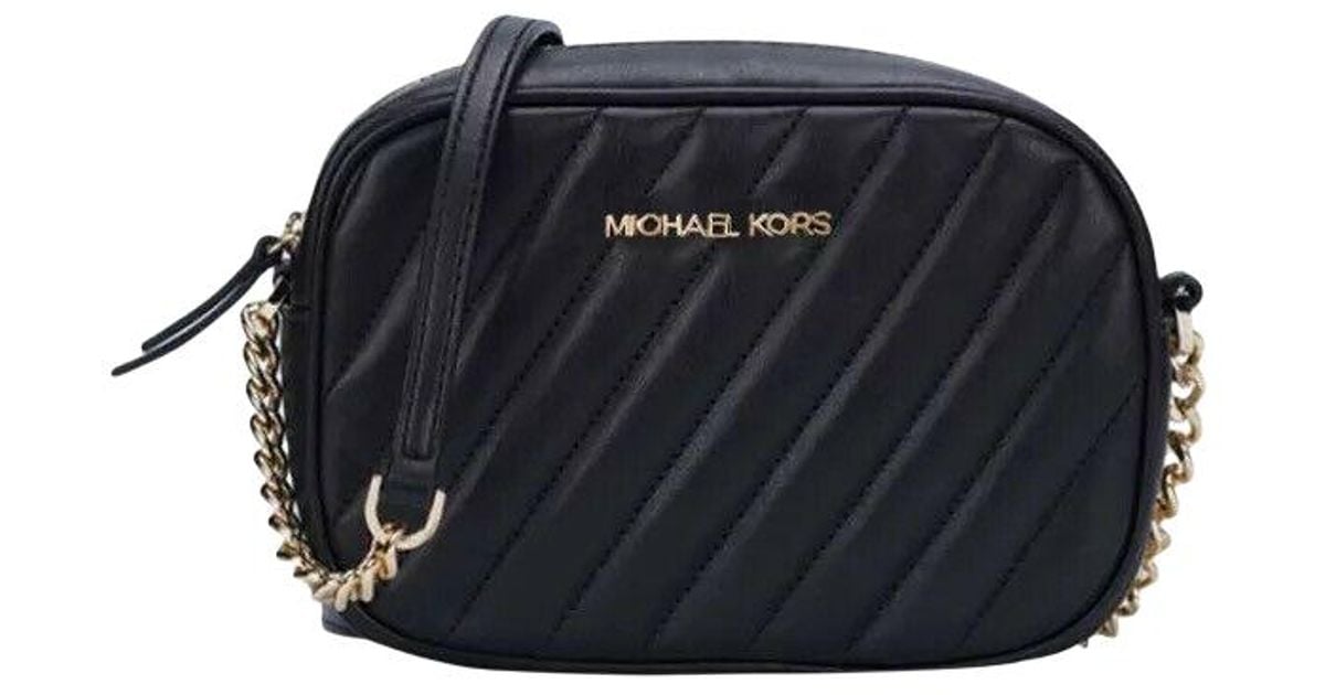 Michael Kors Rose Oval Camera Crossbody Vegan Faux Leather Bag in Black