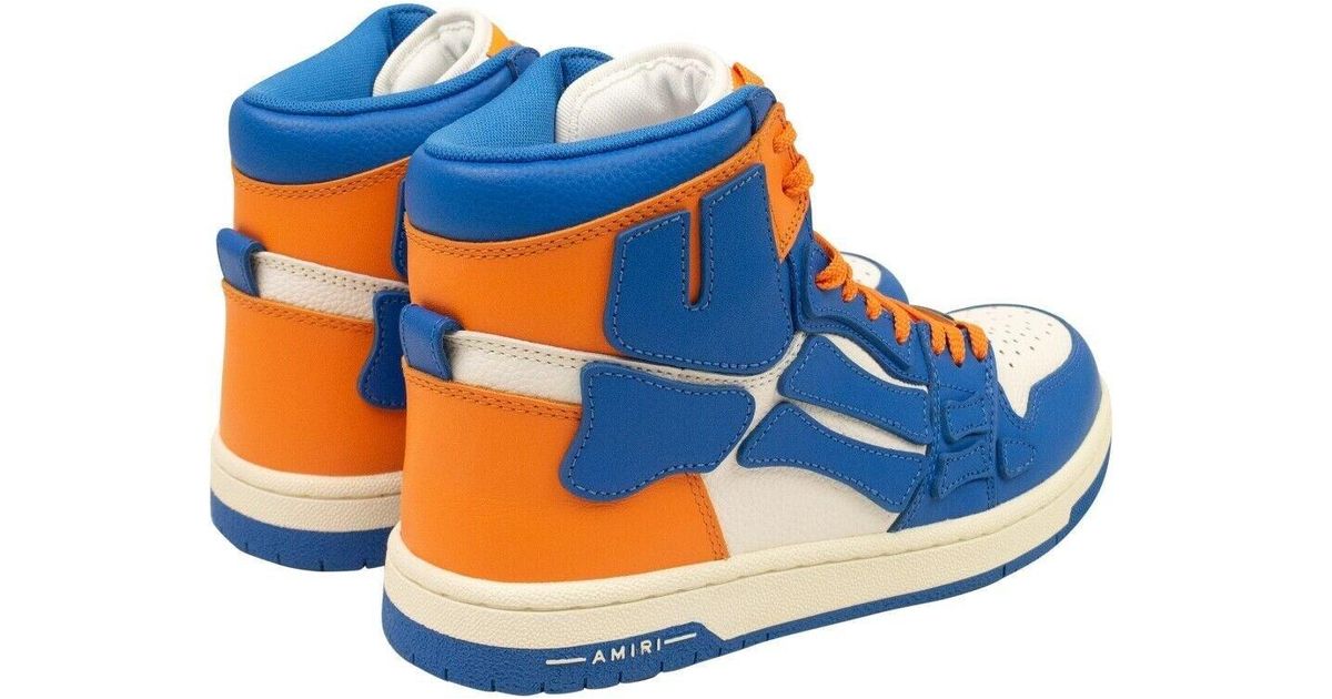 Amiri Blue And Orange Leather Skeleton Hi Top Sneakers for Men Lyst