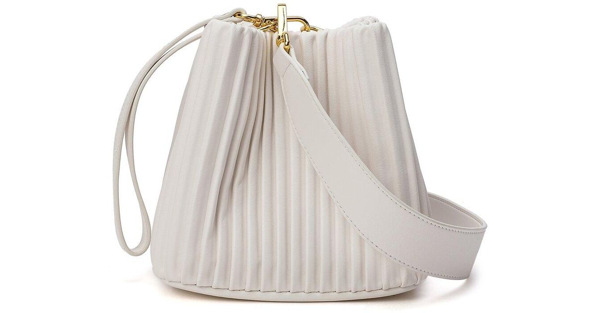 Tiffany & Fred Pleated Leather Shoulder Bag in White | Lyst
