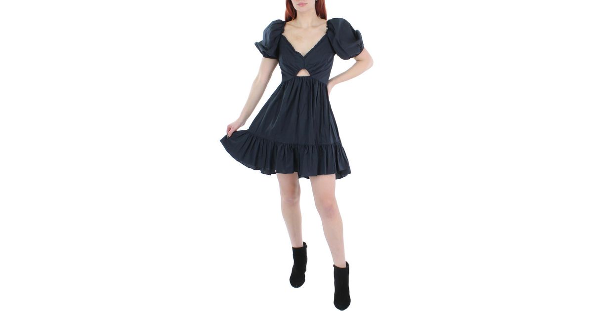 Cinq À Sept Kayla Puff Sleeves V-neck Mini Dress in Blue | Lyst