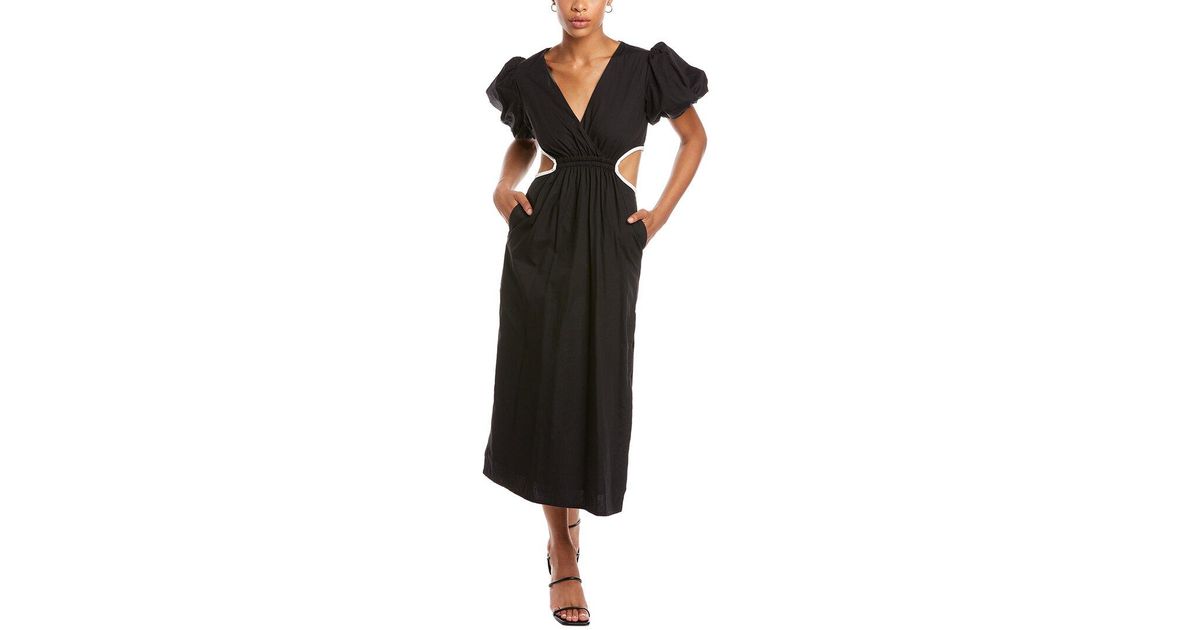 Garrie B Cotton Cutout Midi Dress in Black | Lyst