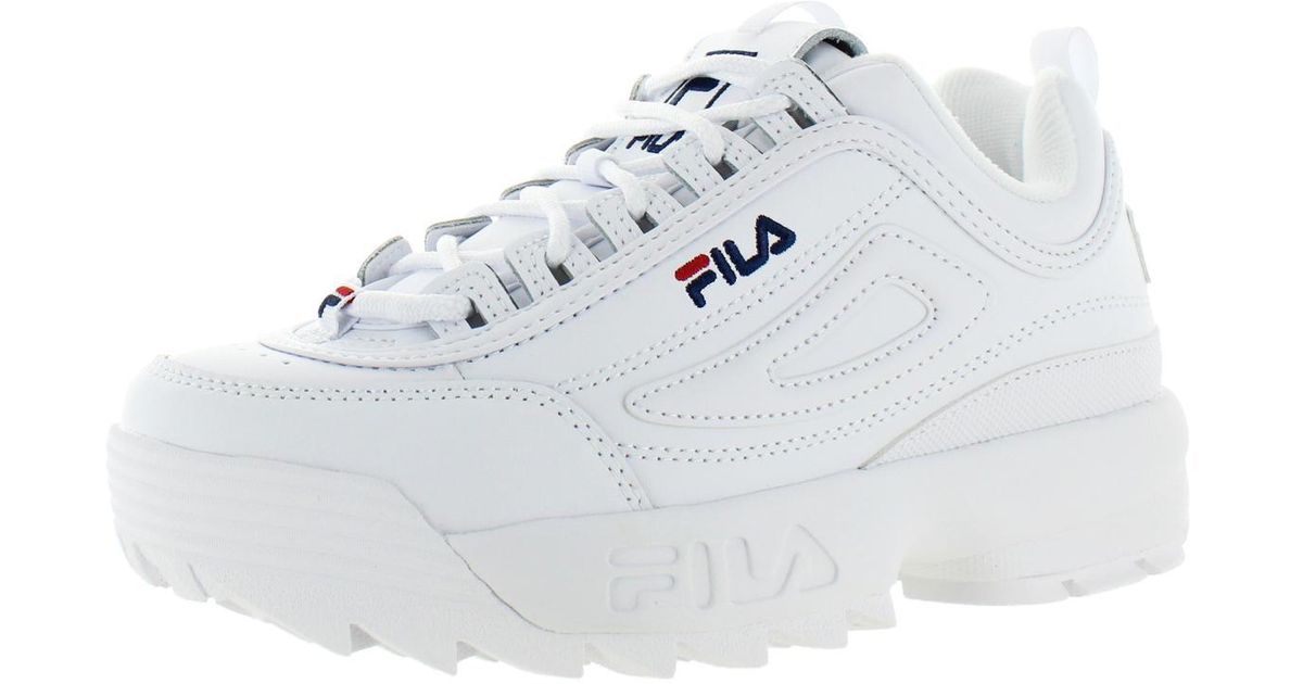 Fila Disruptor Ii Premium Leather Padded Insole Sneakers in White | Lyst