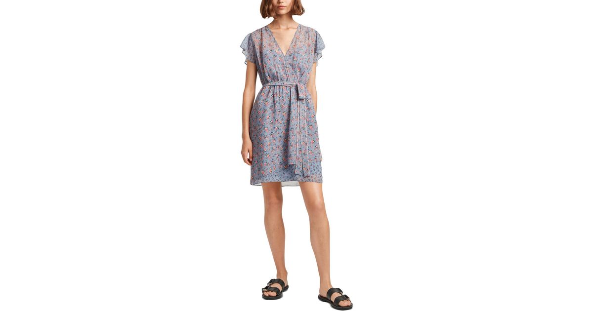 French Connection Celestia Floral Casual Wrap Dress in Blue | Lyst