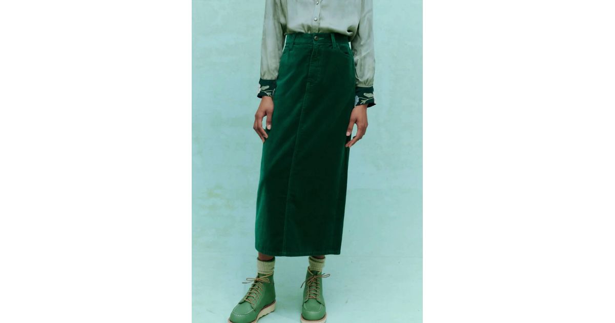 CINK Gorgeous Green Solid Roman Column Skirt