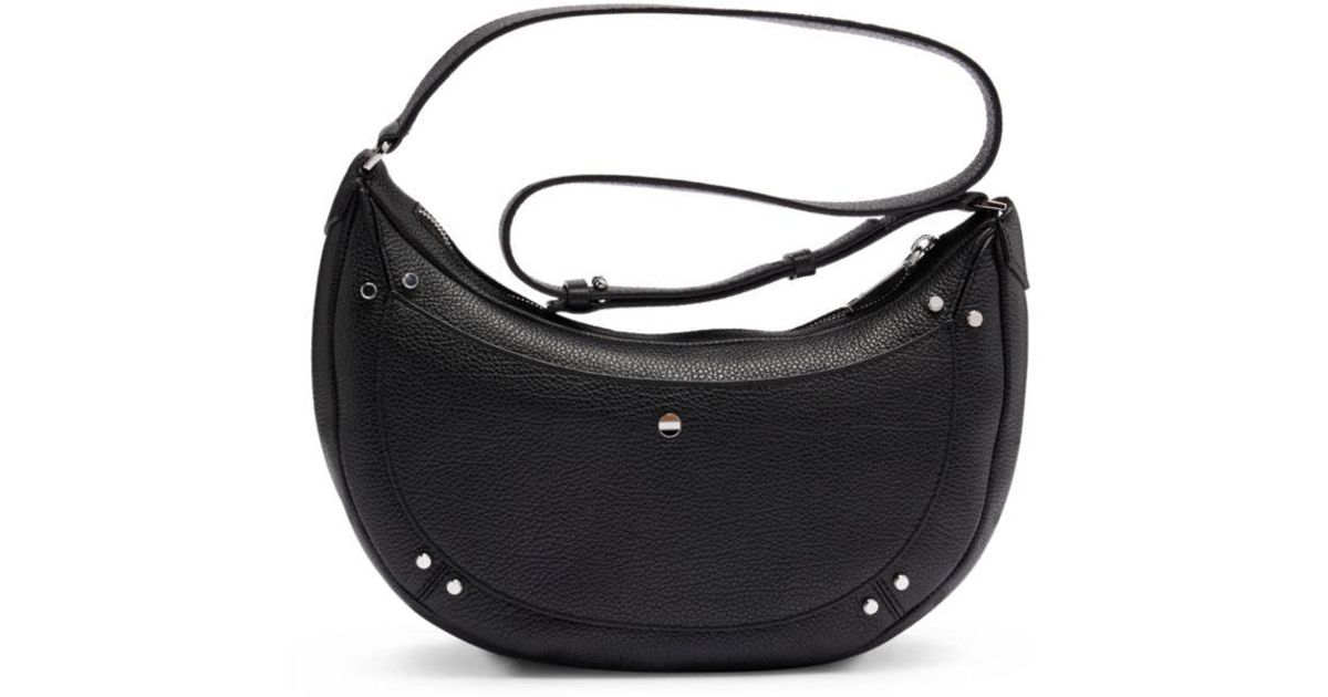 BOSS by HUGO BOSS Hobo Bag In Grained Leather With Stud Details in