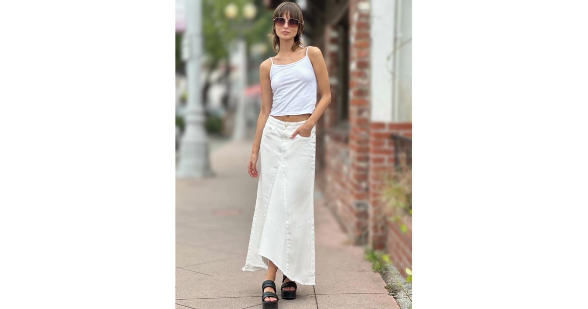 Wrap Denim Maxi Skirt in Dirty Wash main image 1