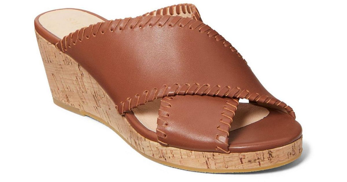 Jack Rogers Sloane Leather Slides Flat Sandals in Brown Lyst