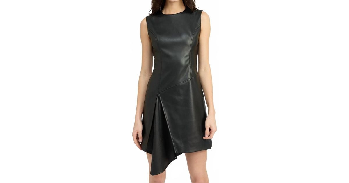 En Saison Mya Leather Mini Dress in Black | Lyst