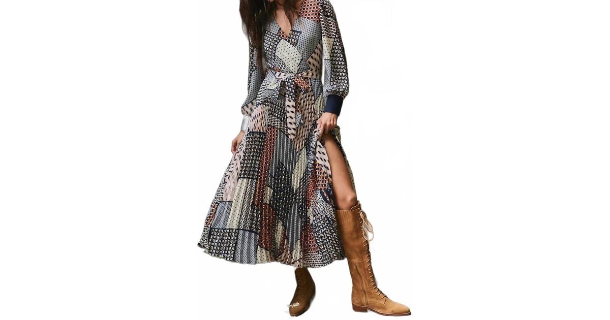 Skies Are Blue Patchwork Wrap Dress | Lyst