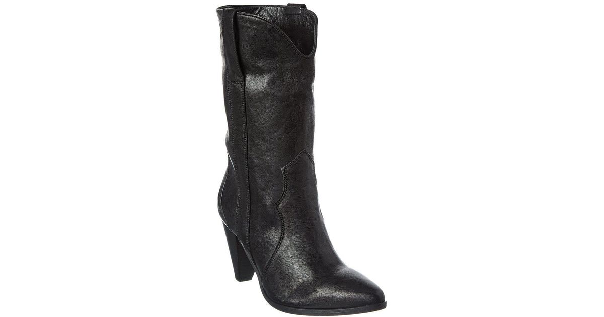 Free People Feather Heel Leather & Suede Boot in Black | Lyst