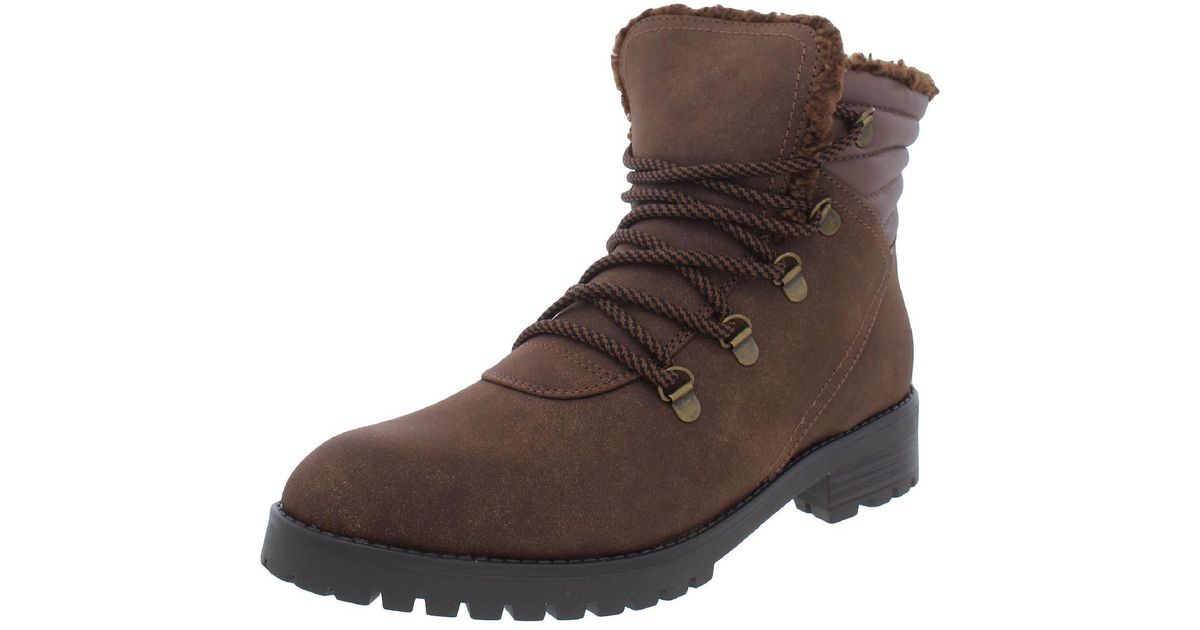 BareTraps Dennison Faux Suede Faux Fur Hiking Boots in Brown Lyst