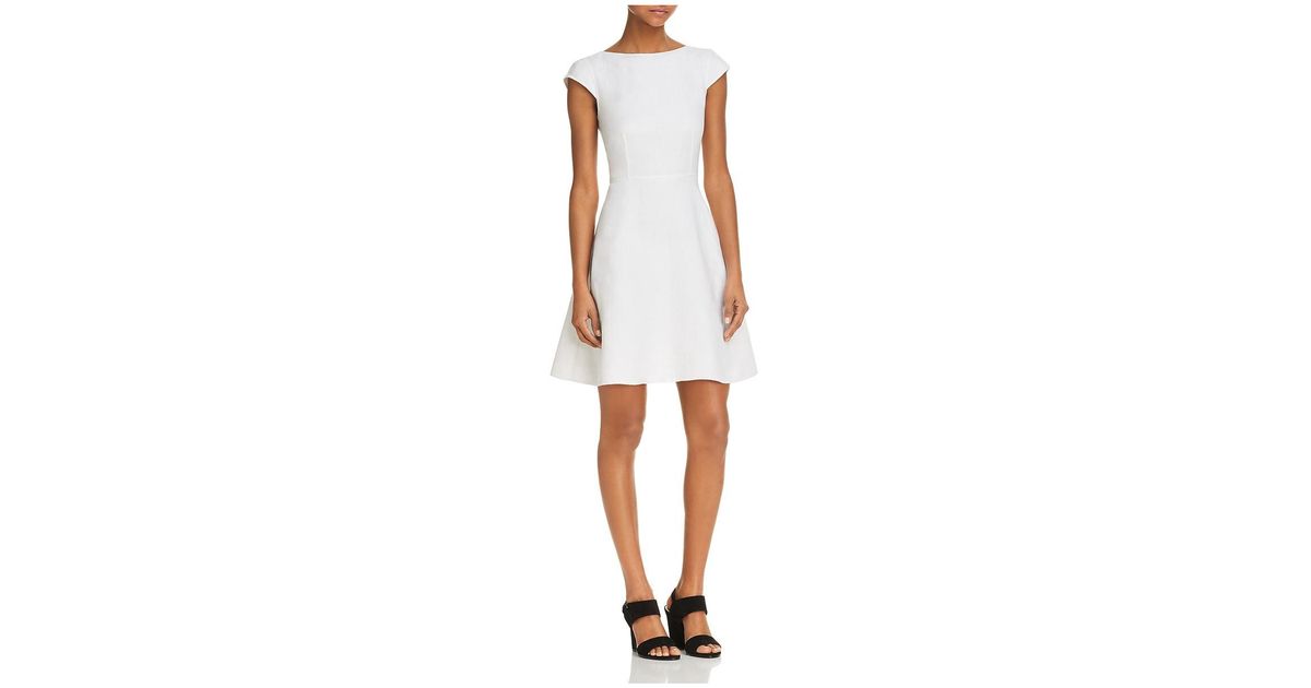 Theory Linen Cap Sleeve Scuba Dress in White Lyst