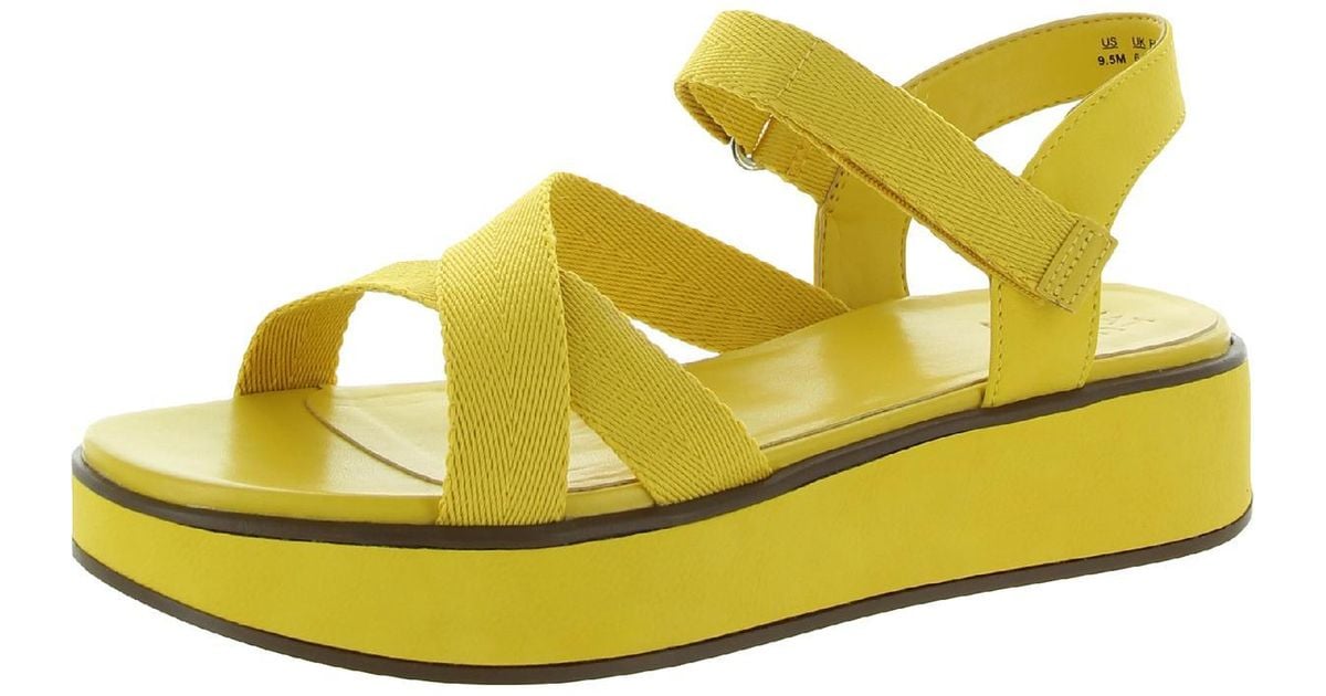 Naturalizer Balena Open Toe Ankle Strap Flat Sandals in Yellow | Lyst
