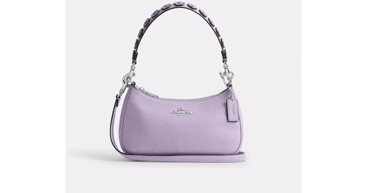 COACH Teri Shoulder Bag With Floral Applique in Purple | Lyst