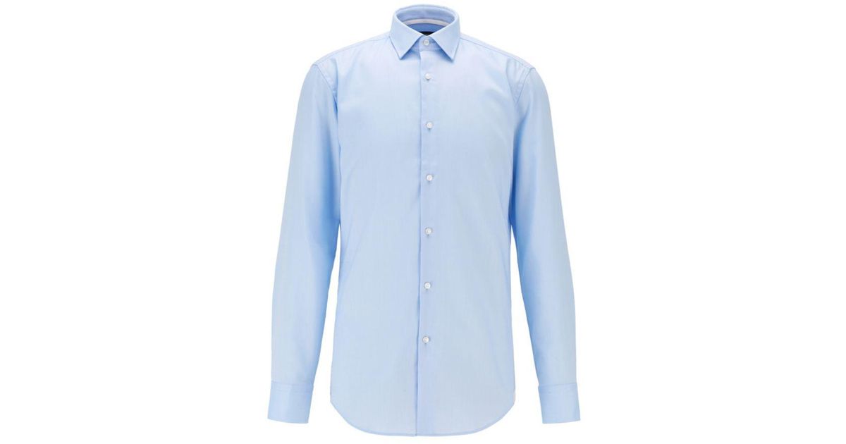 BOSS by HUGO BOSS Hugo - Slim Fit Shirt In Easy Iron Micro Structured Cotto  in Blue for Men | Lyst