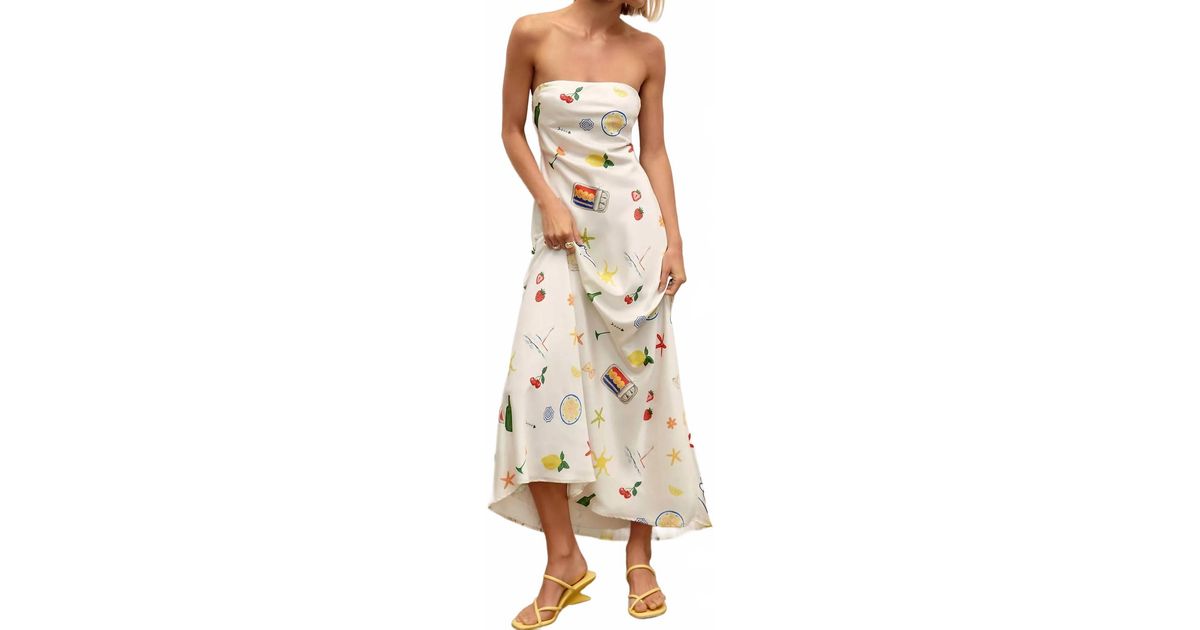 For Love & Lemons Carla Strapless Maxi Dress in Natural | Lyst