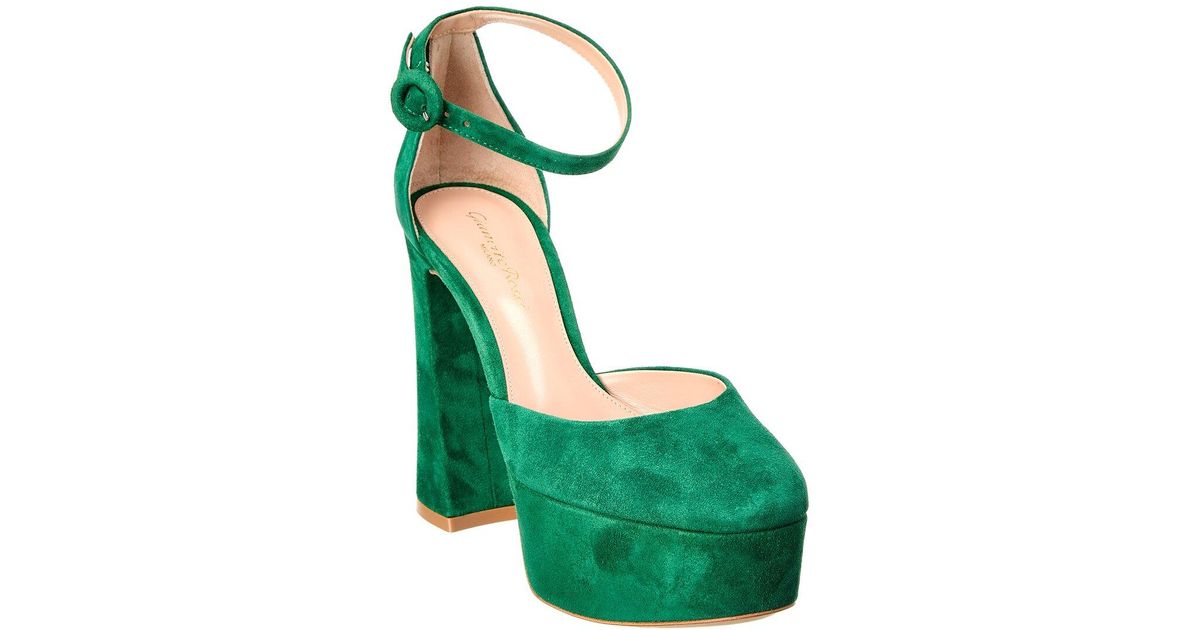 Gianvito Rossi Holly D'orsay 70 Suede Platform Pump in Green Lyst