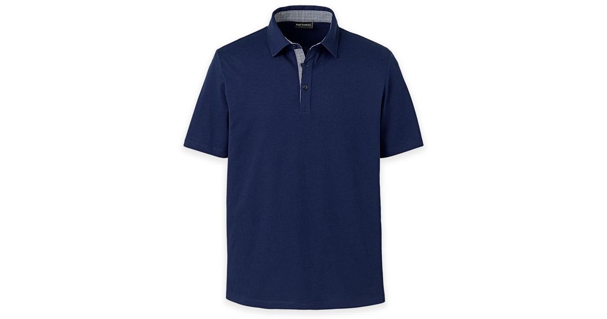 Paul Fredrick Mercerized Cotton Three Button Polo in Blue for Men | Lyst
