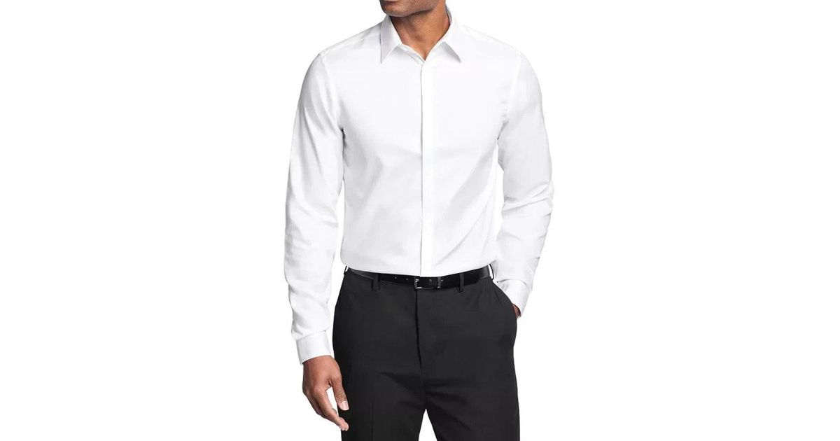 Calvin Klein Dress Shirt Cotton Long Sleeve Slim Fit Fts331 in White for  Men | Lyst