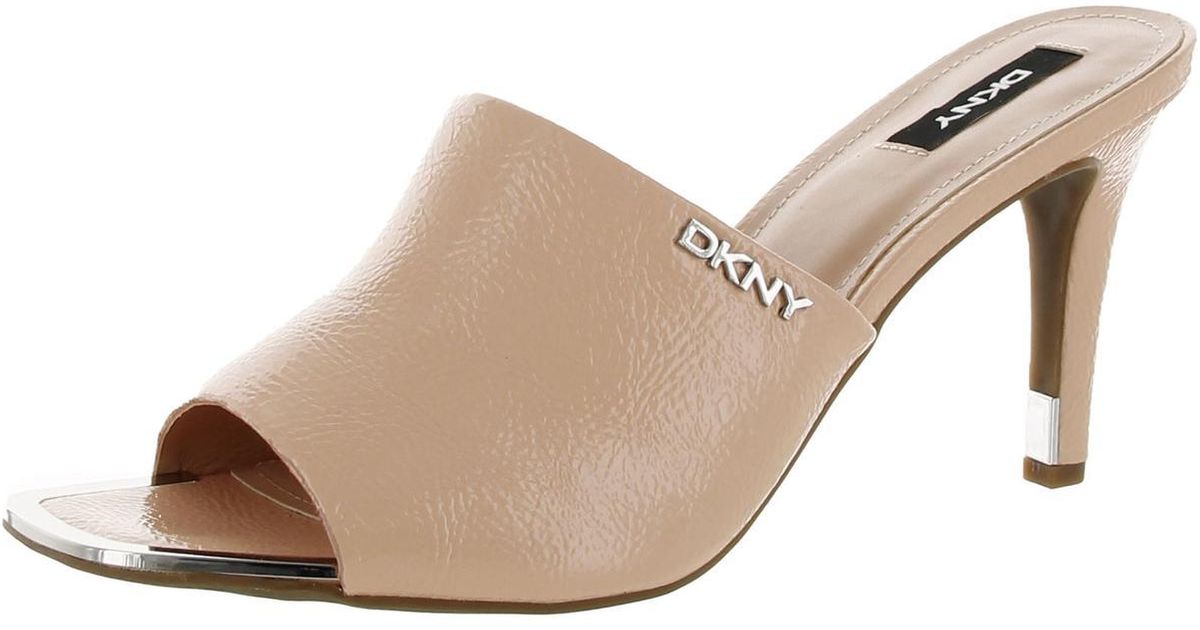 DKNY Bronx Patent Dressy Mule Sandals in Natural | Lyst