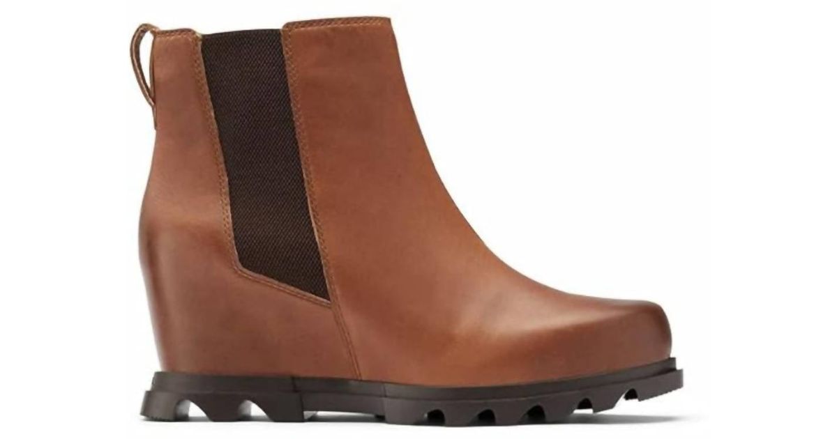 Sorel Joan Of Arctic Wedge Iii Chelsea Boots In Hazelnut, Blackened