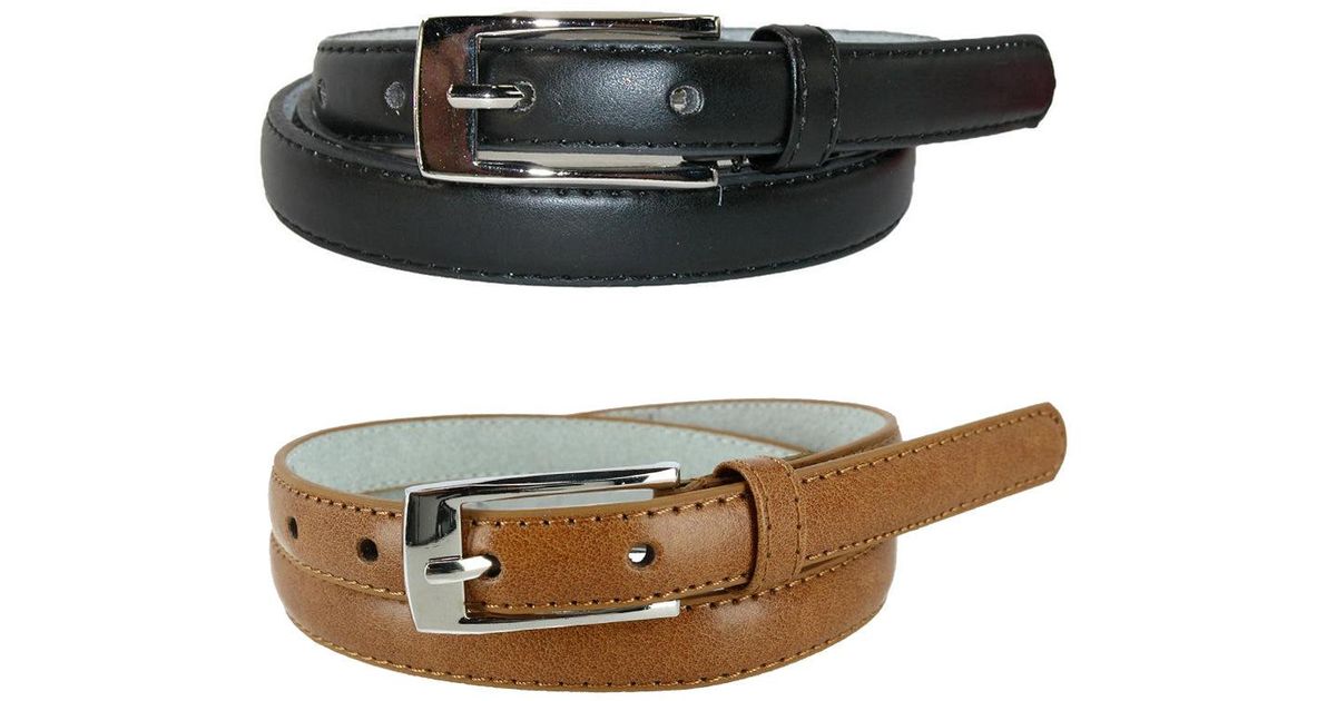 CTM Skinny Leather Dress Belt (Pack Of 2 Colors) in Black | Lyst