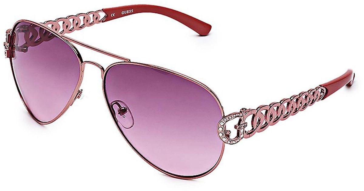 Guess Factory Chainlink Aviator Sunglasses in Pink Lyst