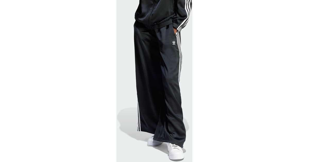 Move Color Satin adidas Adicolor Satin Wide Leg Track Pants in Black | Lyst