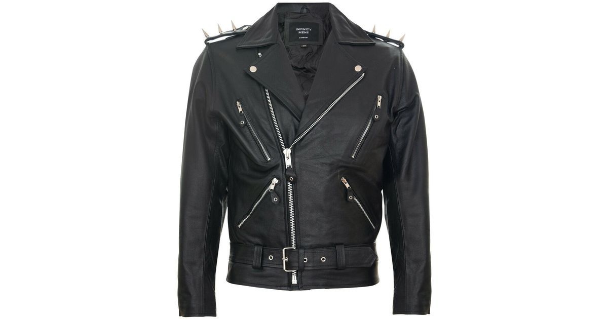 Infinity Leather Brando 'Ghostrider' Spiked Biker Jacket in Black for ...