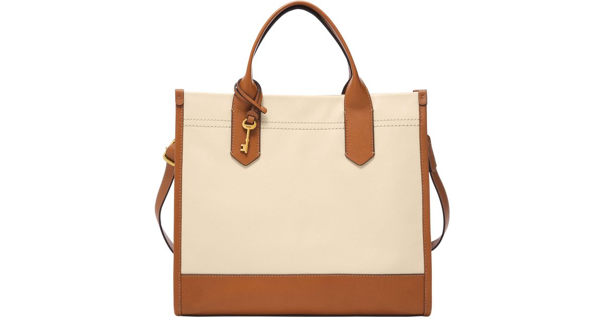 Fossil Kyler Leather Tote in Natural Lyst