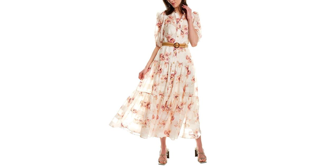 Zimmermann Rosa Shadow Stripe Midi Dress in White Lyst