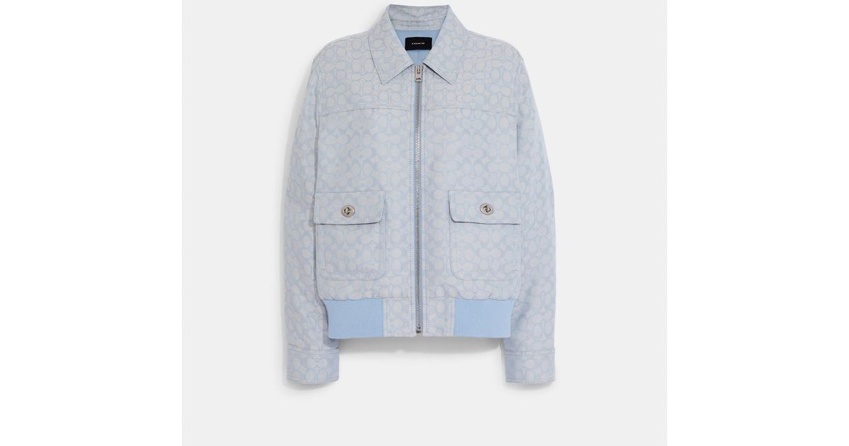 Coach Outlet Signature Jacquard Bomber in Blue | Lyst